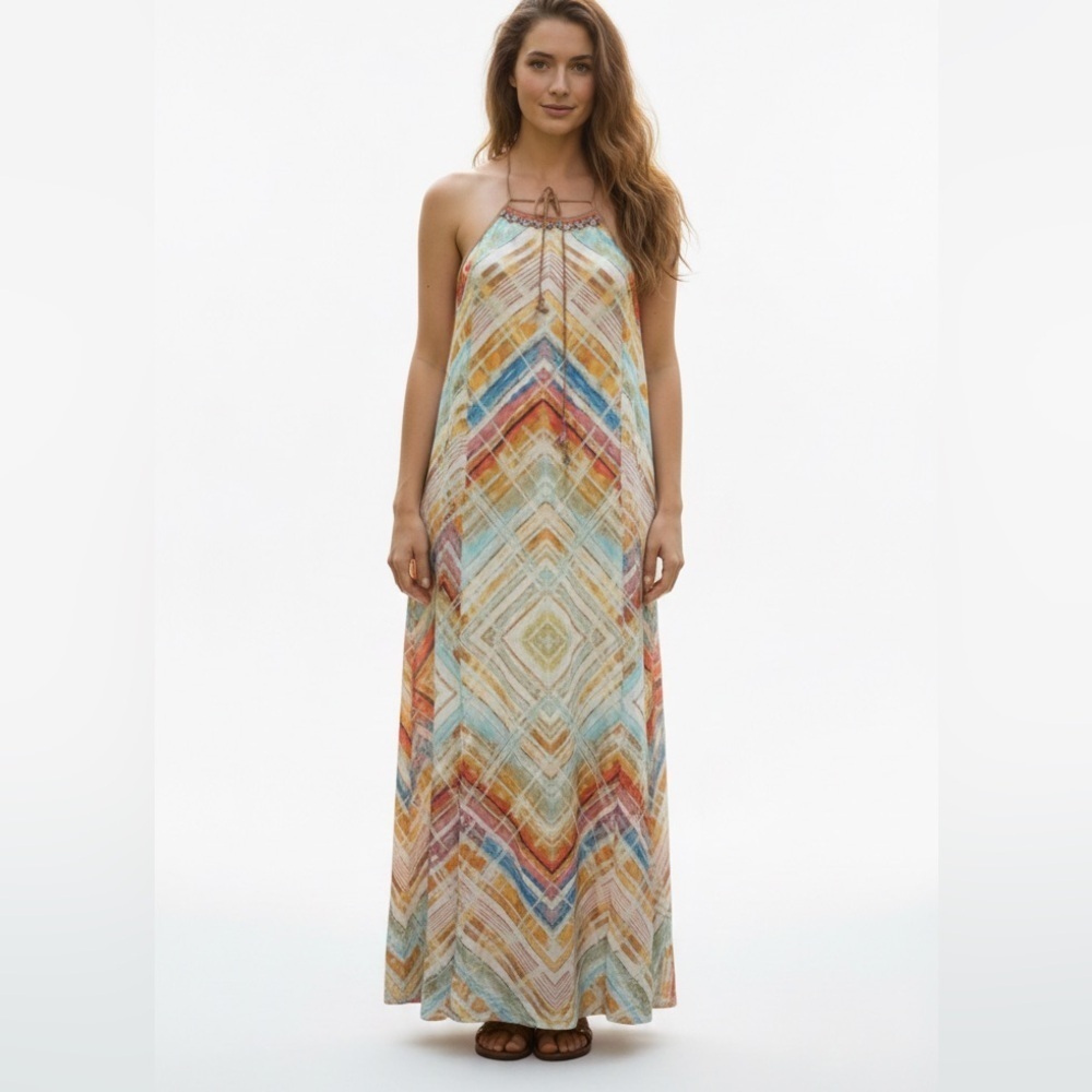 Anthropologie Blank London Watercolor Maxi Dress • Rare Boho Artsy Size XS
